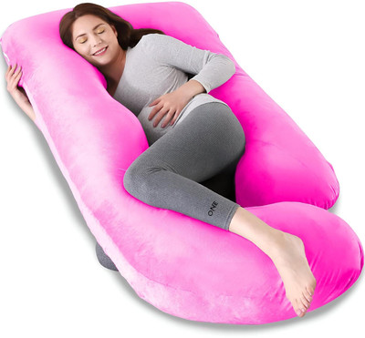 dyf ultra soft j shaped Polyester Fibre Solid Pregnancy Pillow Pack of 1(Pink)