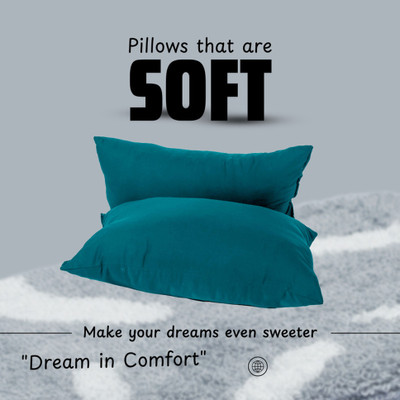 Pisaganj Satin Microfiber Sleeping Pillow for Home|16x24 Inch Soft Fluffy Plan Pillow Microfibre Solid Sleeping Pillow Pack of 2(Teal)