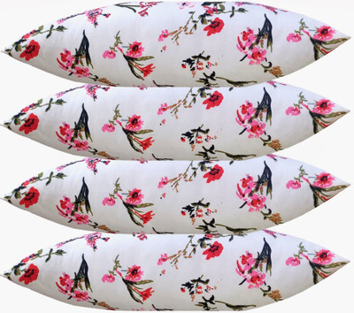 ACTOS Microfibre Floral Sleeping Pillow Pack of 4(White)
