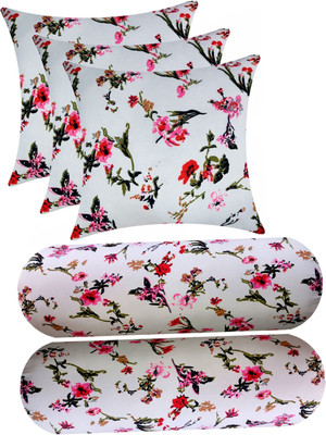 GKM Microfibre Floral Sleeping Pillow Pack of 5(White)