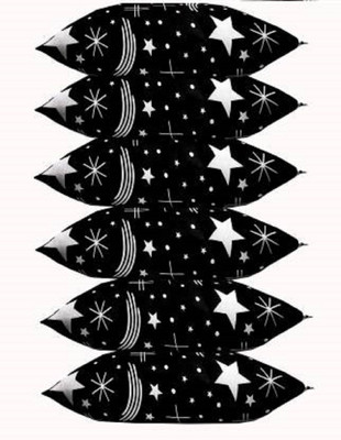 GKM Star Print Microfibre Abstract Sleeping Pillow Pack of 6(Black)