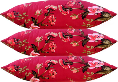 GKM Microfibre Floral Sleeping Pillow Pack of 3(Maroon)