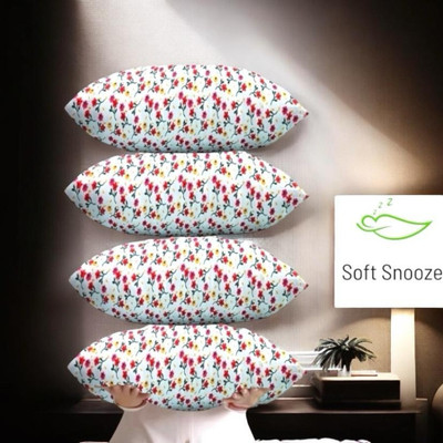 SOFT SNOOZE Microfibre Sleeping Pillow Pack of 4 Floral LUXURY(White)