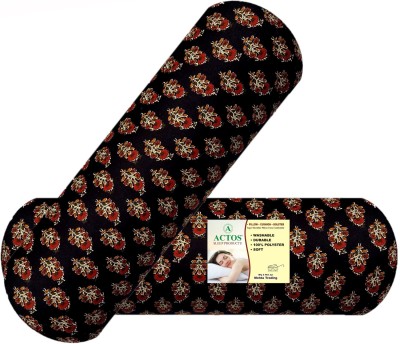 ACTOS Microfibre Floral Bolster Pack of 2(Black)