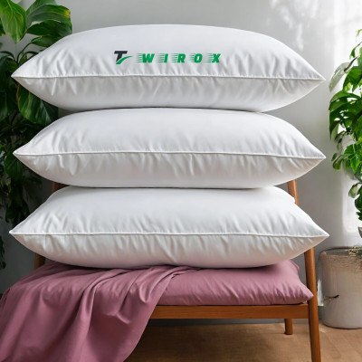 TWIROX LUXURY Polyester Fibre Abstract Sleeping Pillow Pack of 3(White)