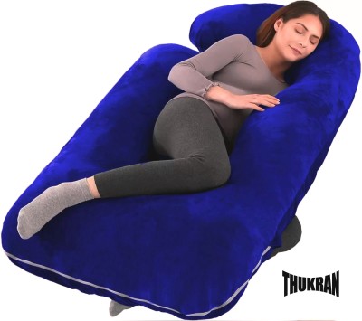 THUKRAN J Shape Microfibre Stripes Pregnancy Pillow Pack of 1(ROYAL BLUE)