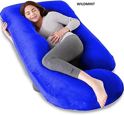 WILD MINT ultra soft j shaped pillow Polyester Fibre, Microfibre Solid Pregnancy Pillow Pack of 1(royal blue)