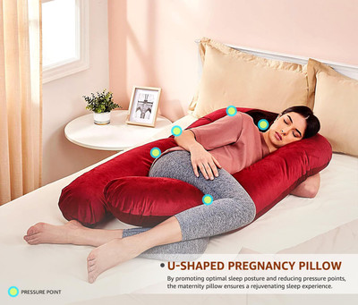 dyf ultra soft j shaped Polyester Fibre Solid Pregnancy Pillow Pack of 1(Red)