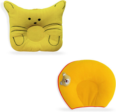 HouseOfCommon Polyester Fibre Solid Baby Pillow Pack of 2(Yellow)