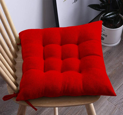 softlyf Chair Pad Cushion For Indoor/outdoor Microfibre Solid Sleeping Pillow Pack of 1(Red)