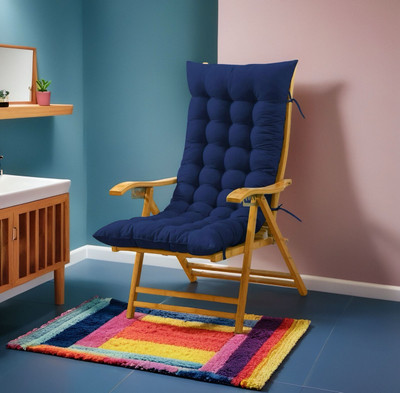 SOFT SNOOZE Microfibre Chair Pad Pack of 1 Solid Soft(Blue)