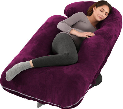 Daddy Cool Microfibre Solid Pregnancy Pillow Pack of 1(Wine)