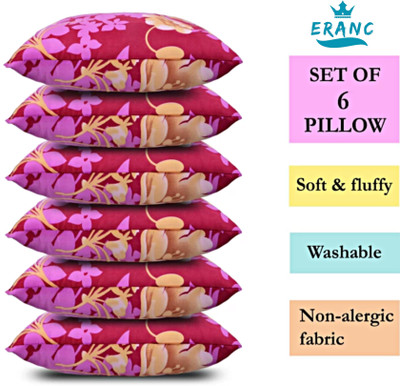 VILLAGERS Polyester Fibre Abstract Sleeping Pillow Pack of 6(Pink)