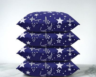 Regnar Luxury Polyester Fibre Abstract Sleeping Pillow Pack of 4(Blue)
