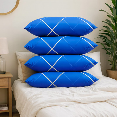 STOMIA Polyester Fibre Sleeping Pillow Pack of 4 Abstract STOMIA(Blue)