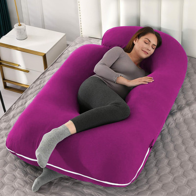 Crafty Fox Microfibre, Polyester Fibre Solid Pregnancy Pillow Pack of 1(Wine)