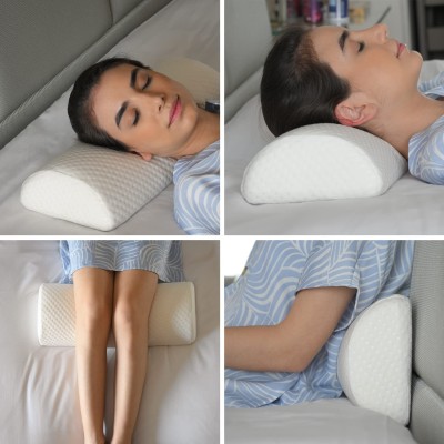 Sleepsia Memory Foam Half Moon Multi use Knee, Leg and Back Support Bolster Pillow. Memory Foam Solid Orthopaedic Pillow Pack of 1(White)