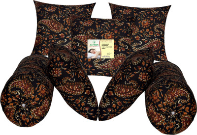 ACTOS 5 Cushion and 2 Microfibre Floral Bolster Pack of 7(Black6)