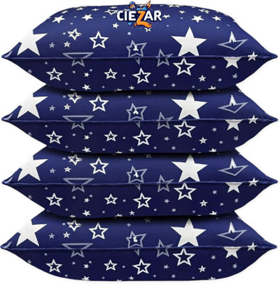 CIEZAR Luxury Polyester Fibre Abstract Sleeping Pillow Pack of 4(Blue)