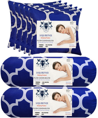 SANJU BROTHER 2 Bolester 5 Cushion Microfibre Abstract Bolster Pack of 7(Blue)