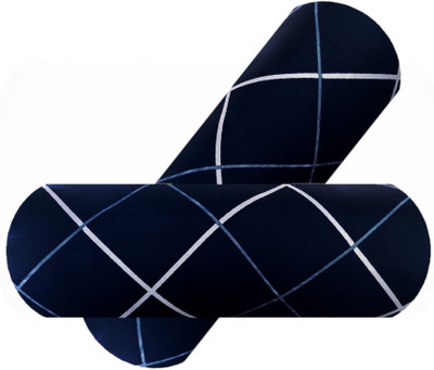 GKM 2 Bolster Microfibre Geometric Bolster Pack of 2(Blue)