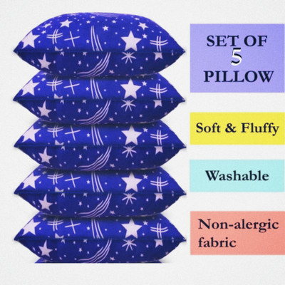 VILLAGERS Polyester Fibre Abstract Sleeping Pillow Pack of 5(Blue)