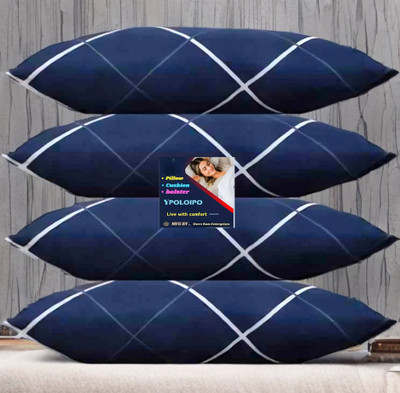 YPOLOIPO LUXURY Microfibre Abstract Sleeping Pillow Pack of 4(Blue)