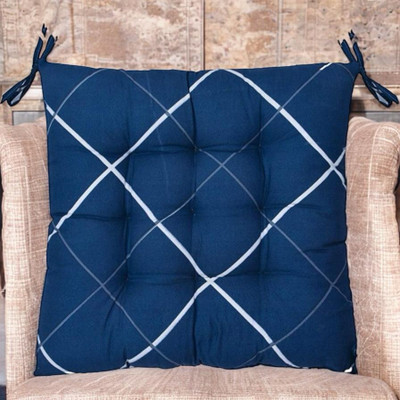 SOFT SNOOZE Soft Luxury Microfibre Solid Chair Pad Pack of 2(Blue)
