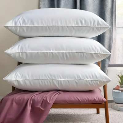 LIPONOS Polyester Fibre Solid Sleeping Pillow Pack of 3(White)