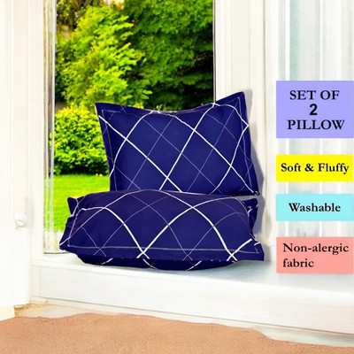 GZZZSD Microfibre Solid Sleeping Pillow Pack of 2(Blue)