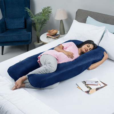 Wakefit U-Shape Memory Foam Solid Pregnancy Pillow Pack of 1(Dark Blue)