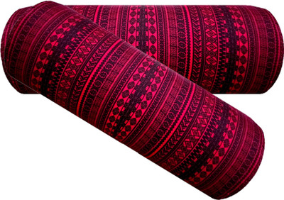 GKM Microfibre Abstract Bolster Pack of 2(Maroon, Black)