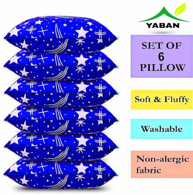 YABAN LUXURY Polyester Fibre Abstract Sleeping Pillow Pack of 6(Blue)