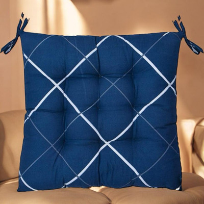 SOFT SNOOZE Soft Luxury Microfibre Solid Chair Pad Pack of 2(Blue)
