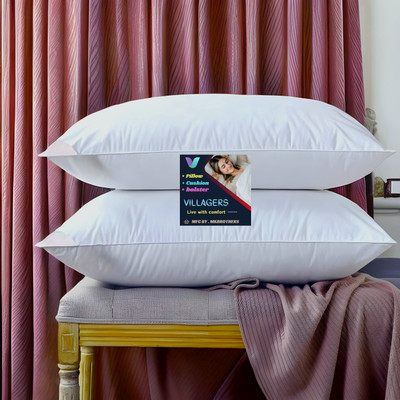 VILLAGERS Polyester Fibre Sleeping Pillow Pack of 2 Abstract LUXURY(White)