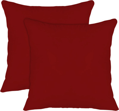 KUBER INDUSTRIES Microfibre Solid Cushion Pack of 2(Maroon)