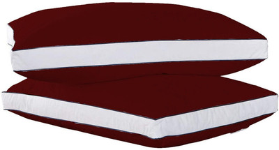 Mom's Moon Double Piping Colored Gusset Cotton Solid Sleeping Pillow Pack of 2(Maroon)