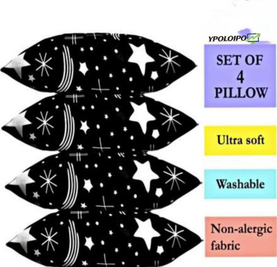 YPOLOIPO Polyester Fibre Sleeping Pillow Pack of 4 Solid LUXURY(Blue)