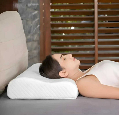HKZ-YG Cervical Contour Memory Stomache / Side Sleepers / Anti-Snoring Memory Foam Solid Orthopaedic Pillow Pack of 1(White)