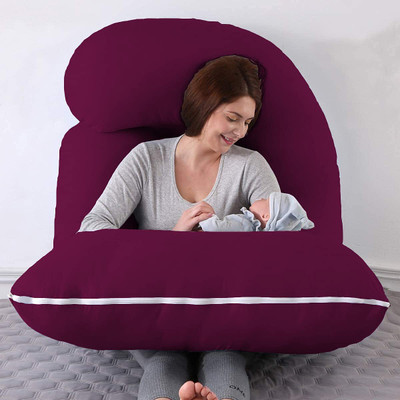 Mojo J SHAPE Microfibre Solid Pregnancy Pillow Pack of 1(Wine)