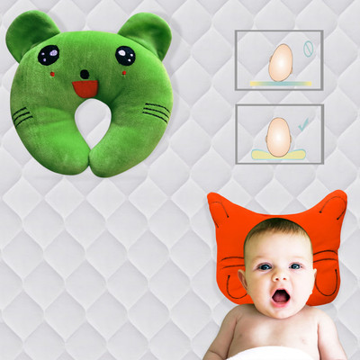 Found Fit Mustard Seeds Solid Baby Pillow Pack of 2(Green & Orange)
