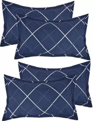 SANJU BROTHER Microfibre Solid Sleeping Pillow Pack of 4(WHITE LINE)