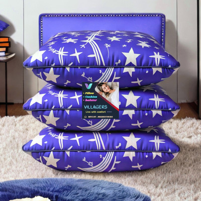 VILLAGERS Cotton Sleeping Pillow Pack of 3 Solid LUXURY(Blue)