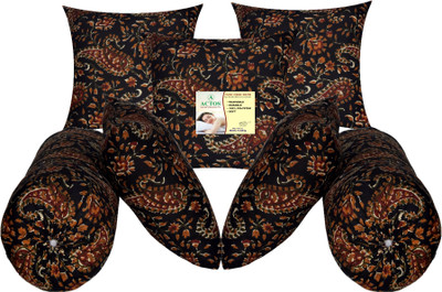 ACTOS 5 Cushion and 2 Microfibre Floral Bolster Pack of 7(Black9)
