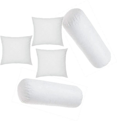 GTX Microfibre Cushion Pack of 5 Solid Jaipur Made 2 Bolster & 3(White)