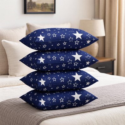 STOMIA Polyester Fibre Sleeping Pillow Pack of 4 Abstract STOMIA(Blue)