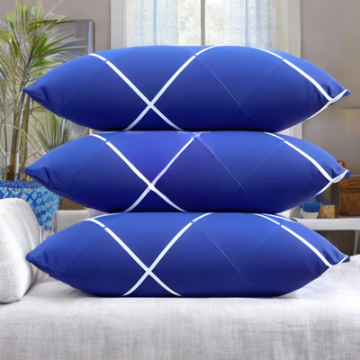 YPOLOIPO LUXURY Polyester Fibre Solid Sleeping Pillow Pack of 3(Blue)