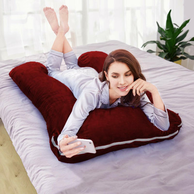 ANVANSA ultra soft u shape pregnancy pillow Microfibre, Polyester Fibre Solid Pregnancy Pillow Pack of 1(Maroon)