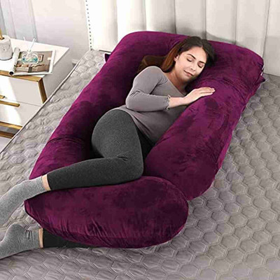 JOXMAN Polyester Fibre Pregnancy Pillow Pack of 1 Solid Pregnancy pillow(Purple)