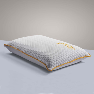 SleepyCat Bamboo Fabric Standard Size (25x16 inches) Memory Foam Solid Orthopaedic Pillow Pack of 2(White and Grey)